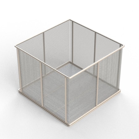 Anysizebasket Rectangular Wire Mesh Basket: 12Lx12Wx9H, 304 SS, 1/4 Rod Frame, No Handles, Mesh: 4 x .063 TMT-120120090-N04S